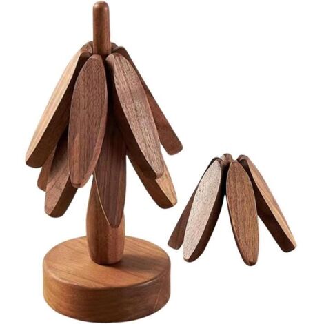 Trivets en bois - Beech Wood - Set de 3 - Design en forme d'arbre - Multifonctionnel - Support inclus (1/4)