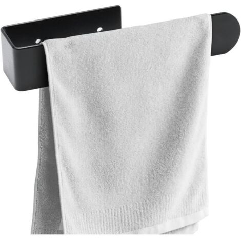 Porte Serviette - Noir - Aluminium - 20 cm - Installation sans Perçage - Design Moderne (1/4)