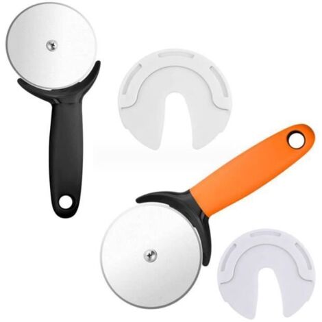 Roulette à pizza - Ustensile de cuisine - Acier inoxydable - Poignée ergonomique - Lot de 2 - 22x9cm (1/4)