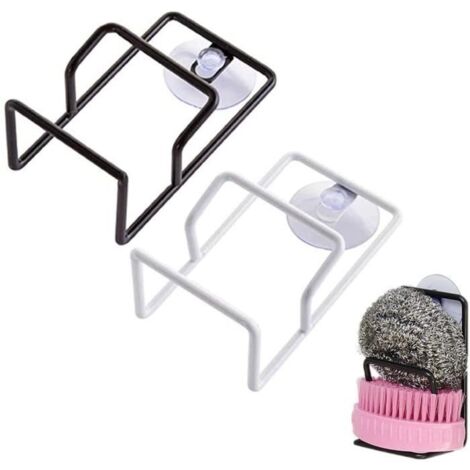 Porte-éponge - Non spécifié - 2 pcs - Ventouse murale - Fer - Noir et blanc (1/4)