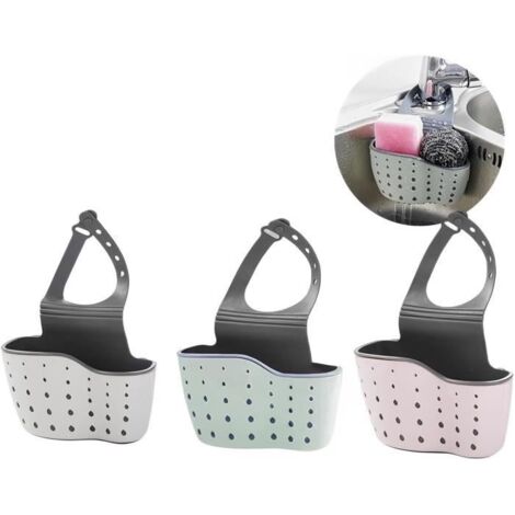 3 Pcs Supports d'Éponge pour Évier De Cuisine à Suspendre, Éponge à Savon Égouttoir Panier Suspendu, Panier de Rangement (1/4)