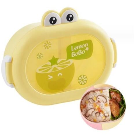 Boîte à déjeuner - Bento - Anti-fuite - 2 compartiments - Pour enfants - Jaune (1/4)