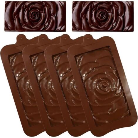 Moule Tablette Chocolat - Sans BPA - Silicone de qualité alimentaire - 4 pièces - Flexible - Antiadhésif (1/4)