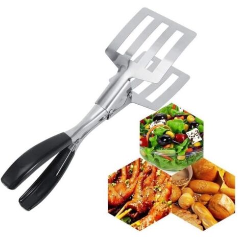 Pince de Cuisine - Inox - Antidérapante - Résistante à la Chaleur - Pour Viande et Buffet (1/4)