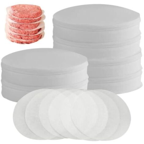 Lot de 500 feuilles de papier sulfurisé rond pour hamburger - 11 cm - Anti-adhésif - Passe au four à micro-ondes et au congélateur (1/4)
