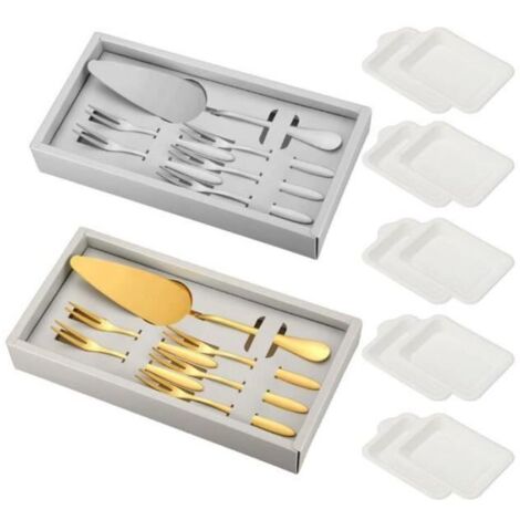 Pelle à gâteau,pelle à gâteau d'anniversaire en acier inoxydable,avec bord dentelé,fourchette assiette jetable,pour cuisine,mariage (1/4)