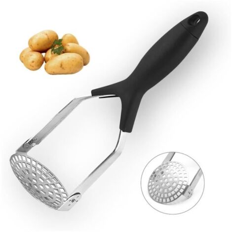 Manuel Presse-Purée Acier Inoxydable Ecrase Pomme de Terre Presse Purée avec Manche Antidérapant Presse-Légumes Acier Inoxydable (1/4)