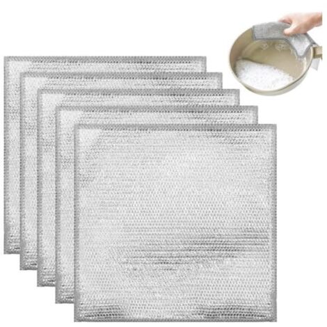 5 Pièces Chiffons en Fil Métallique pour Vaisselle Humide et Sèche, Torchon Multifonctionnel à Double Couche Anti-Rayures, (1/4)