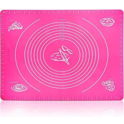 Tapis de pâtisserie - Silicone - 50x40cm - Rose - Résistant à la chaleur - Réutilisable (1/4)