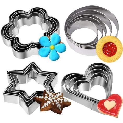 20 pièces emporte-pièce formes emporte-pièces pour la cuisson en acier inoxydable multi-taille cercle fleur coeur étoile (1/3)