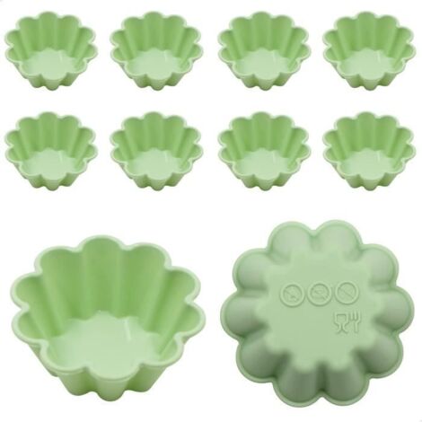 Moules à Tartelettes - Noname - 10 Pcs - Silicone de Haute Qualité - Vert - 7.5 cm (1/4)