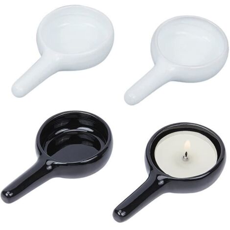 Cuillère à bougie - Remplacement - Céramique - Noir et Blanc - 4 pièces (1/4)
