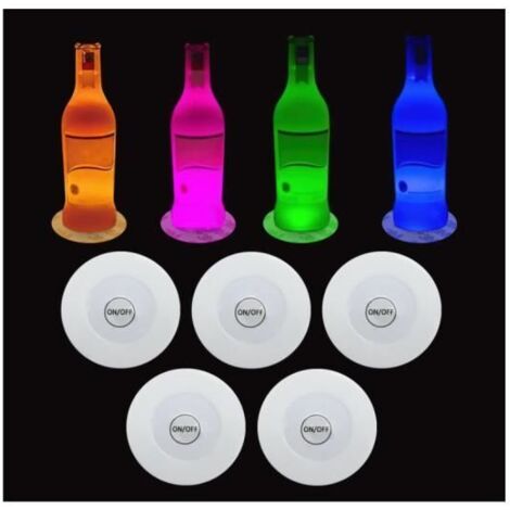 Lot de 20 dessous de verre LED colorés autocollants lumineux pour bar, boisson, verre de bière, verre à vin, lumière clignotante (1/4)