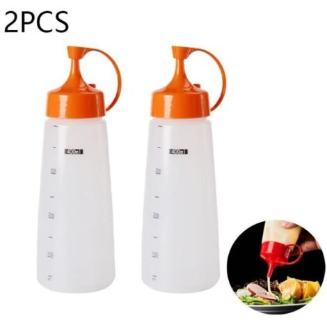 Bouteille à Sauce,Squeeze Bouteille à Condiments Distributeur de Sauce Plastique avec Gradué,Bouteille Distributeurs Cuisine (1/4)