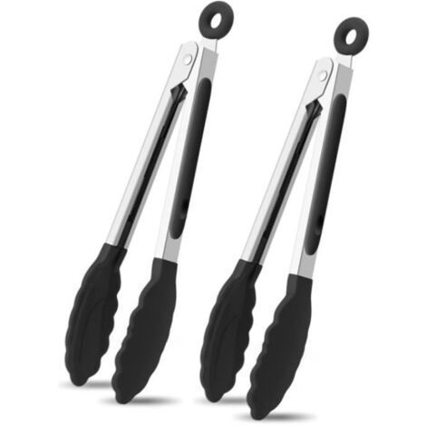 Pince de Cuisine - Inox - 22 cm - Silicone - Résistante à la chaleur - Antirouille (1/4)