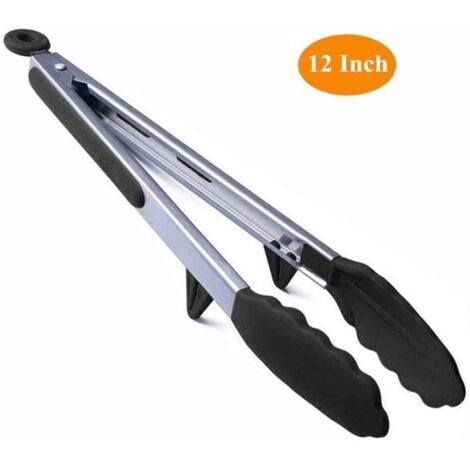 Pinces Cuisine Ensemble de 12”, Prime 18/8 Acier Inoxydable Pince Cuisine Silicone, Poignée Anti-adhésive et Résistant à la Chaleur (1/4)