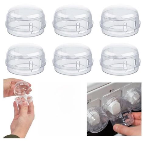 Cache-Boutons de Cuisinière à Gaz, 6 Pcs Bouton de Sécurité Four, Couverture De Bouton Transparent, Protections Du Bouton Poêle (1/4)