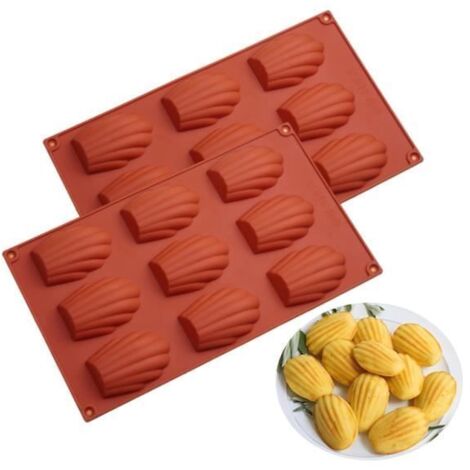 Moule à Madeleine en Silicone - Marque - Modèle - 9 Trous - Antiadhésif - Résistant (1/4)