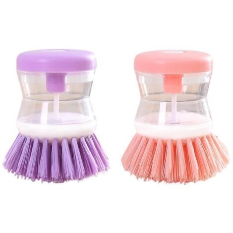 Brosse à Vaisselle - 2Pcs - Plastique - Distributeur de Savon - Ergonomique (1/4)