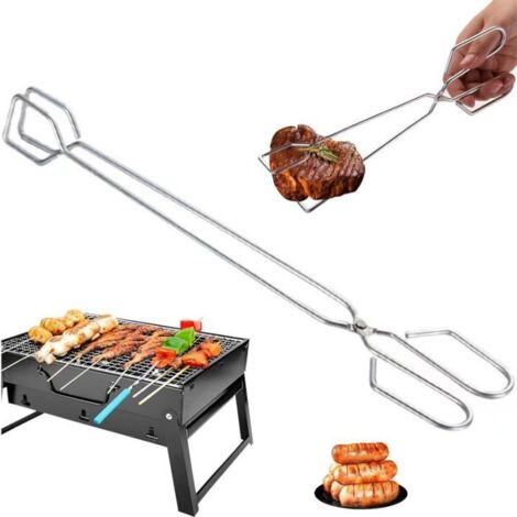 Pince à barbecue - Inox - 35cm - Résistante à la chaleur - Pour viande et camping (1/4)