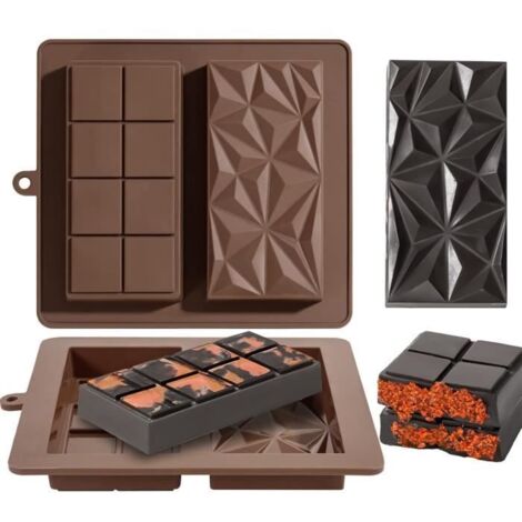Lot de 2 moules à chocolat en silicone - Profondeur : 2,5 cm - Pour barres de pistache - Sans BPA - Durable et réutilisable (1/4)