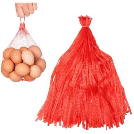 Sac Filet Rouge Réutilisable [Pack de 100] - Filet Pomme de Terre 60 cm avec Fermeture en Boucle- Sac Legumes Reutilisable Produits