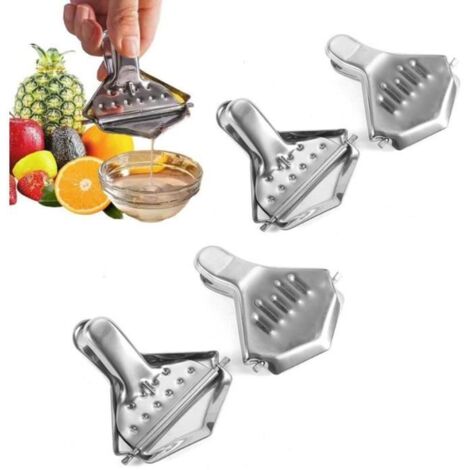 Presse agrume manuel,4 pcs presse-citron en acier inoxydable,pince à fruit manuel,gadget de cuisine,pour (1/4)