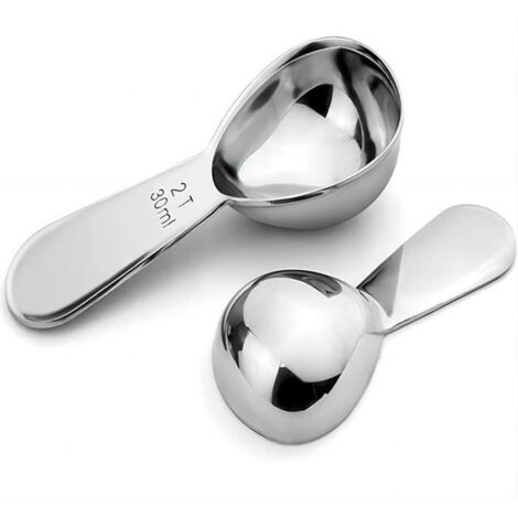 Cuillère doseuse de grains de café en acier inoxydable, cuillère à poudre avec échelle graduée 30ml 15ml, outils de cuisson, 2 (1/4)
