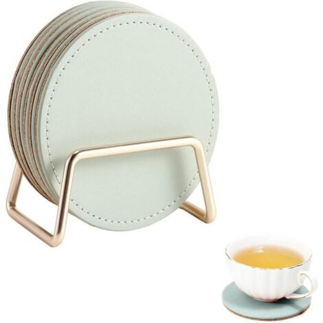 Dessous de Verre - Design - 6pcs - Liège et Cuir - Antidérapants - Réutilisables (1/4)