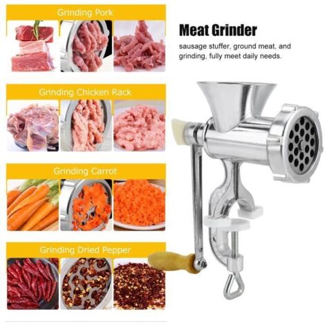Hachoir à viande - DILWE - Multifonction - Alliage d'aluminium - Poussoir à saucisses - Argent (1/4)