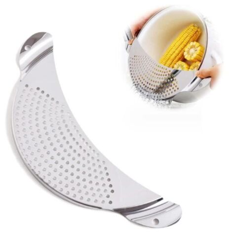 1 passoire en forme de demi-lune en acier inoxydable - Passoire plate en acier inoxydable - Passoire de cuisine comme aide pratique (1/4)
