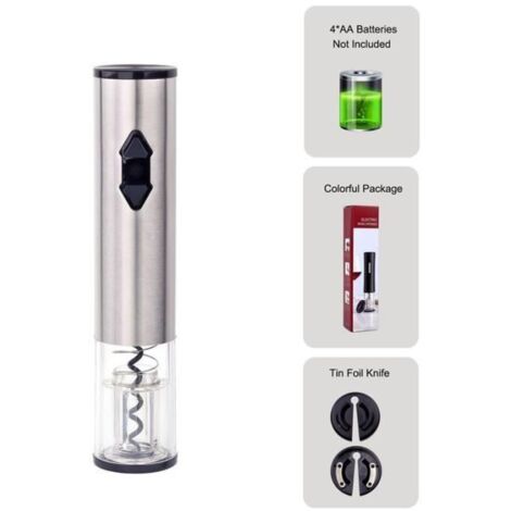 Tire bouchon électrique automatique pour vin rouge, ouvre bouteille de vin de raisin, coupe feuille éclairé, (1/4)