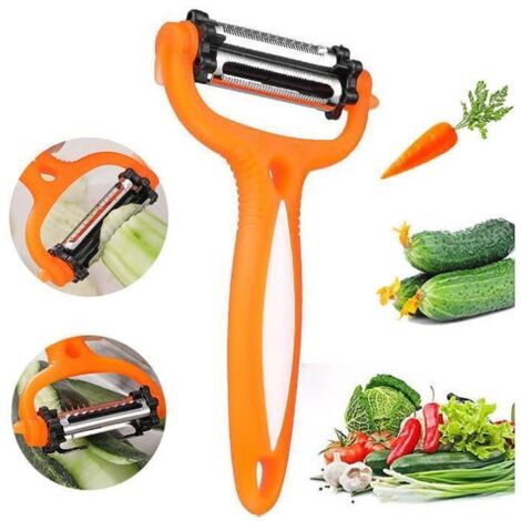 Éplucheur de légumes - Universel - Acier inoxydable 420 - Design ergonomique - Multifonctionnel - Orange (1/4)