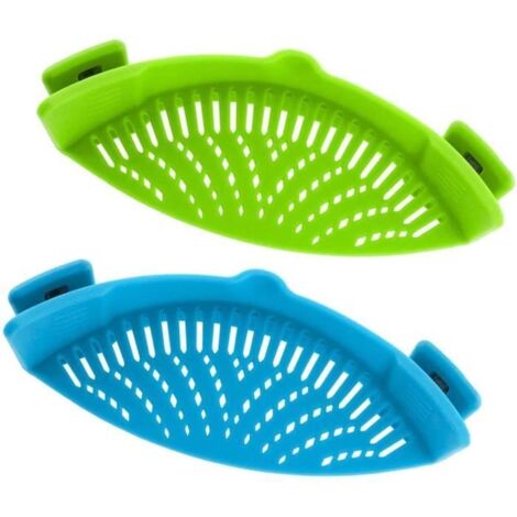 Passoire - Lot de 2 - Silicone - Résistante à la chaleur - Clipse facile - Pour nouilles et légumes (1/4)