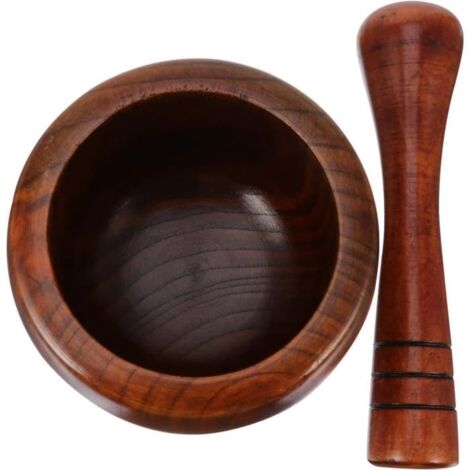 Hachoir à Épices en Bois Ensemble de Mortier Et Pilon à L'ail Bol de Broyage Pot de Broyage Hachoir à L'ail Presse-Épices à A64 (1/4)
