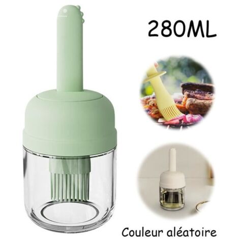 Distributeur d'Huile d'Olive - Cuisine - 2 en 1 - Silicone de qualité alimentaire - Verre - 280ML (1/4)