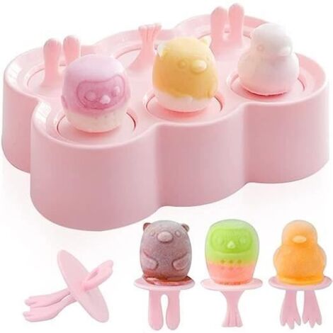 moule à glace,Mini Moule a Glace en Silicone,Ice Pop Mold,Maison Popsicle Moules,pour Sorbet,Yaourts,Glaçons,Jus,enfants,DIY,fruits (1/4)
