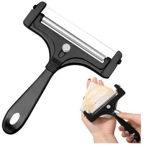 Coupe Fromage, avec Rouleau et 3 fil de Coupe, épaisseur de Coupe Variable, pour Fromage et Beurre, Coupe Roulée, Aluminium Noir (1/4)
