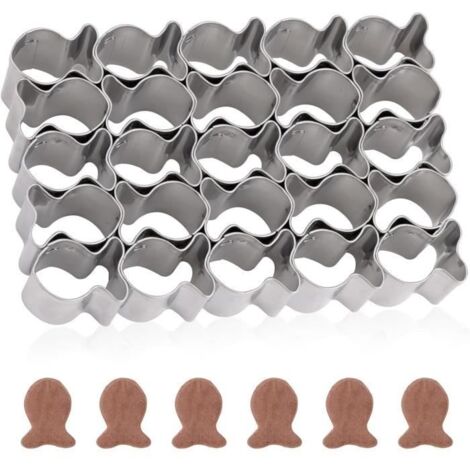 Emporte-Pièces en Poisson 9,8x6,5x2cm avec 25 Grilles en Acier Inoxydable (1/4)