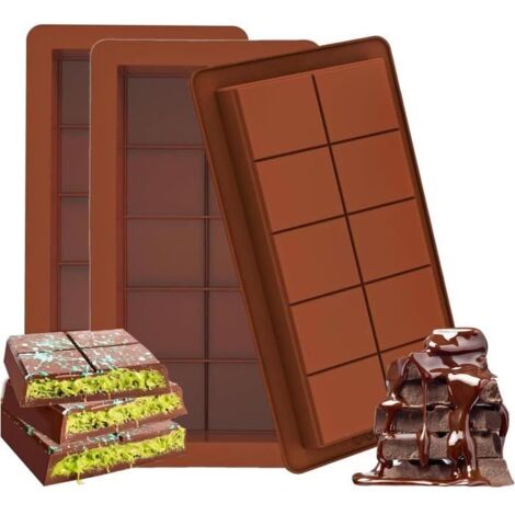 Moule à chocolat - 3 pièces - Silicone de qualité alimentaire - 10 cavités - Résistant aux températures extrêmes (1/4)