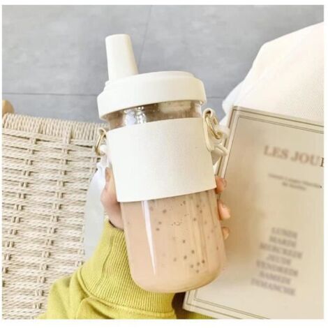 Tasse de paille - Non spécifié - 500 ml - Verre - Couvercle avec sangle amovible - Réutilisable (1/4)