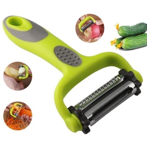 Éplucheur Rotatif Multifonctionnel - Universel - Vert - 3 Lames - Design Ergonomique - Compatible Lave-Vaisselle (1/4)