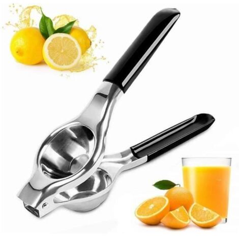 Presse-citron manuel en acier inoxydable, presse-agrumes à lime avec citron vert et presse-agrumes, avec presse-agrumes, (noir) (1/4)