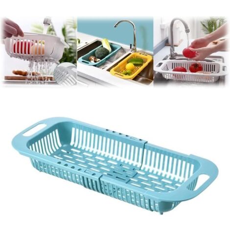 2 en 1 Panier de Vidange L'évier Réglable pour Cuisine avec Bassin en Plastique, Support De Vidange D'évier en Plastique (1/4)