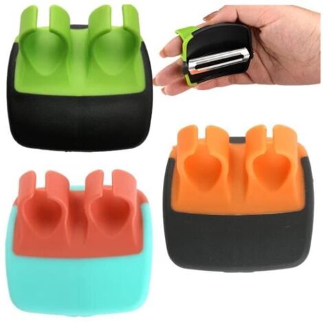 Éplucheur,3 rabot à melon en acier inoxydable,éplucheur de cuisine de doigt,éplucheur de fruit et légume,couteau d'office portatif (1/4)