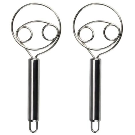 Fouet à Pâte - Inox - 2 Pièces - Design Ergonomique - Facile à Nettoyer - Mélange Homogène (1/4)