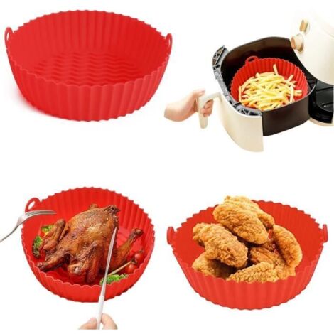Cuiseur Vapeur - Pot en Silicone - Antiadhésif Réutilisable - 20x20x6.6cm - Rouge (1/4)