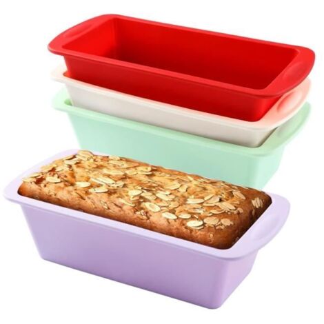 Moule à Cake Silicone - Mini Moule à Pain - Antiadhésif - Lot de 4 - Flexible (1/4)