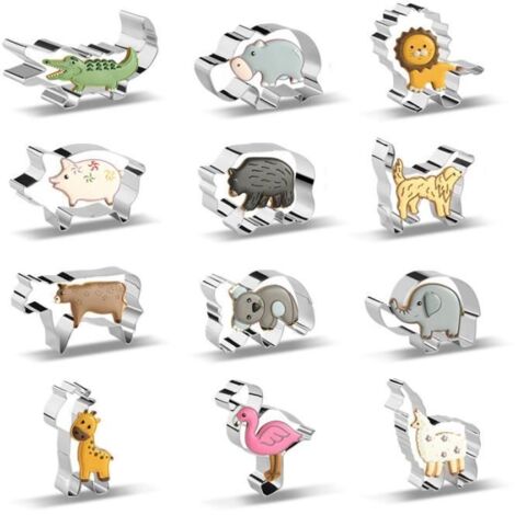 Emporte-pièces - 12 Pcs - Acier Inoxydable - Animaux de Dessin Animé - DIY Décoration Gâteau (1/4)