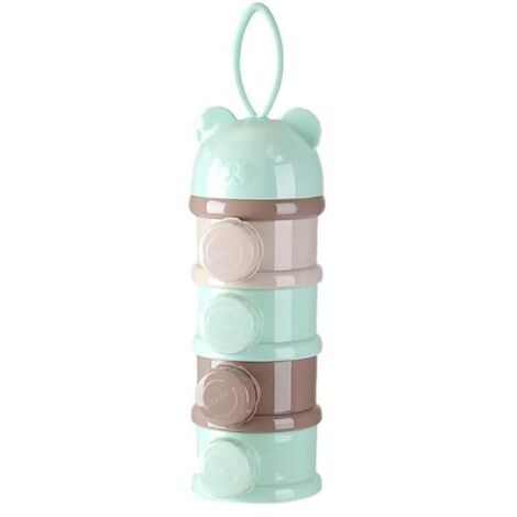 Doseuse à Poudre De Lait Boîte en Bébé 4 Compartiments Distributeur Doseur Distributeur, Vert (1/4)